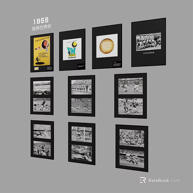 Combination of Black and White and Colorful Decorative Paintings for Wall 3d model 
