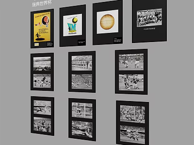 Combination of Black and White and Colorful Decorative Paintings for Wall 3d model