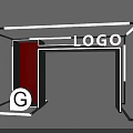 Event Entrance Design With LOGO Display Red Panel G Symbol And Frame Structure 3d model