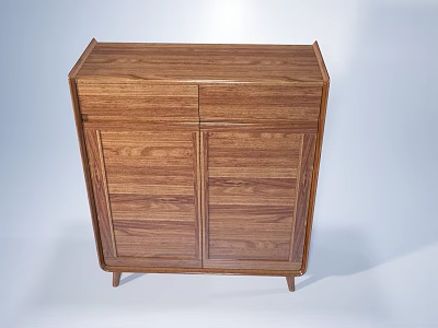 Wooden Shoe Cabinet With Top Drawer And Double Doors For Home Storage Organization 3d model
