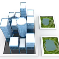 Sandbox Design With High Rise Building Models Parks And Lakes