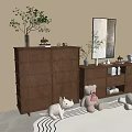 Quiet Ancient Style Entrance Cabinet Simple Style Cabinet Whole Cabinet Sideboard Balcony Cabinet Locker Entrance Cabinet Bucket Cabinet Bookcase 3d model
