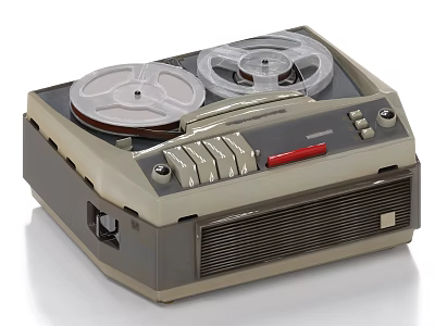 Vintage Tape Recorder With Dual Reels Buttons And Red Control Lever 3d model