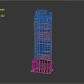 Modern Skyscraper Architectural Model With Colored Facades And Layered Structure 3d model