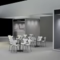 Modern Home Exhibition Showroom Interior With Display Booths Stands Tables And Chairs