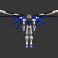 Blue And White Mecha Action Figure With Extended Wings And Detailed Armor