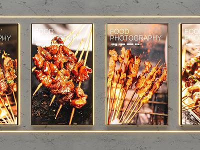 Decorative Lights Illuminating Food Photography Posters with Warm Display Ambiance 3d model
