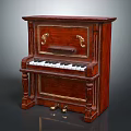 Vintage Wooden Musical Instrument Piano With Carved Designs Golden Accents And Art Tools