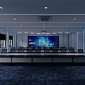Modern Bright Conference Room With Long Meeting Table Large Digital Screen And Comfortable Office Chairs