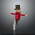 Traditional Nutcracker Figure Standing Pose With Red Coat Black Hat And Wooden Body