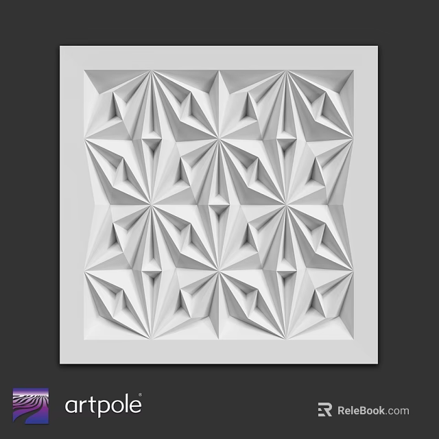 Square White Geometric Decorative Component with 3D Symmetrical Pattern Design 3d model 