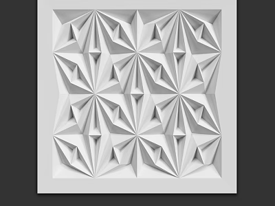 Square White Geometric Decorative Component with 3D Symmetrical Pattern Design 3d model