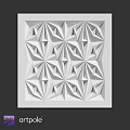 Square White Geometric Decorative Component with 3D Symmetrical Pattern Design
