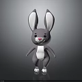 Gray Rabbit Character 3D Model With White Belly Pink Nose Standing Pose 3d model