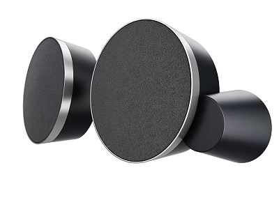 Modern Round Headphones Speakers With Black Body Metal Frame And HiFi Sound Quality 3d model