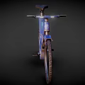 Futuristic Blue Bicycle With Sleek Modern Frame And Glowing LED Wheels