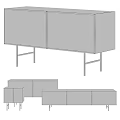 Modern Rattan Panel Wooden Cabinets With Metal Legs And Various Sizes