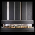 Modern Fireplace Interior Design Featuring Dark Wood Panels And Metal Accents