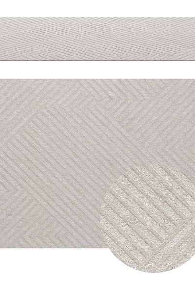 Modern Square Area Rug Featuring Herringbone Woven Texture In Light Grey For Living Room 3d model