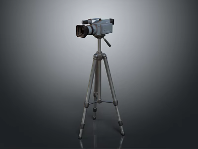 High Quality Professional Camcorder Electronic Appliance Mounted on Stable Tripod Stand 3d model