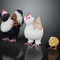 Modern cock cock hen chick 3d model