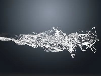 Artistic Water Fountain With Dynamic Splashing Transparent Water And Dark Background 3d model