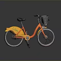 Stylish Orange Bicycle with Black Seat Front Basket and Yellow Fender Featuring Green Cycle Logo