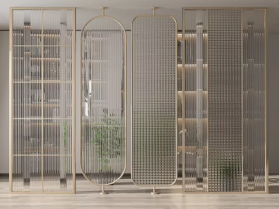 Modern Metal Room Divider Interior Design With Geometric Grid And Stylish Lines 3d model