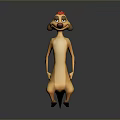 Cute 3D Animated Game Movie Character Meerkat With Red Head Yellow Body and Standing Pose