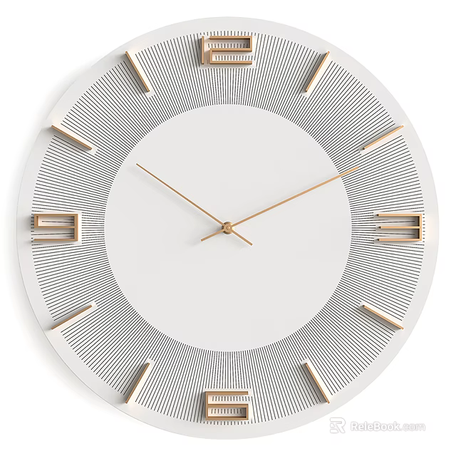 Modern Minimalist Clock Design With White Dial Gold Hands And Roman Numeral Markers 3d model 