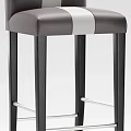 Modern Bar Stools In Blue Velvet And Gray Leather With Curved Backrest And Striped Accents