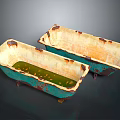 Vintage Rustic Teal Bathtubs With Rusted Edges And Metal Legs