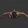 Colorful Tribal Fantasy 3D Game Character With Feathered Headdress Fringed Skirt Arm Leg Paint