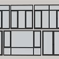 Various Modern Window Designs With Black Frames And Clear Glass Panels 3d model