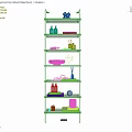 Modern White Wall Shelving Unit With Neatly Arranged Decorative Plates Bottles And Vases