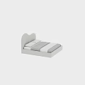 Light Gray Upholstered Double Bed With Curved Headboard And White Pillows And Striped Bed Linen