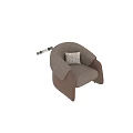 Modern Brown Accent Chair With Patterned Pillow Padded Seat And Curved Arms