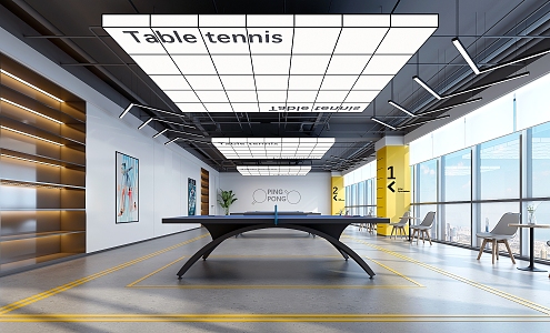 Modern table tennis room 3d model