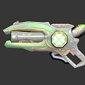 Futuristic Vibrant Weapon With Green Yellow Blue Clover Design And Detailed Accents