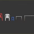 Colorful Modern Furniture Collection Featuring Red White Chairs Blue Stool And White Tables