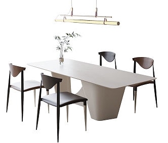 Modern Dining Table and Chair Single Chair Chandelier Dining Chair 3d model