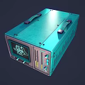 Vintage Television with Teal Casing Retro Display Screen Control Knobs and Handle Design