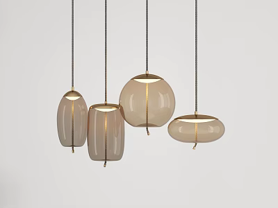 Modern chandelier bar table hemp rope glass chandelier combination 3d model