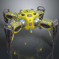 Futuristic Yellow Mechanical Spider Robot With Metallic Legs And Sci Fi Design Details