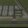 Large Scale Industrial Factory Complex With Multiple Warehouses Green Spaces And Road Network 3d model