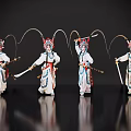 Women in Traditional Chinese Opera Costumes With Headdresses Holding Swords Performing