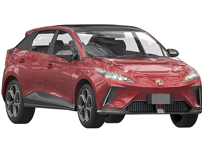 Red Modern Compact Car With Floating Roof And LED Headlights Sporty Design 3d model