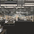 Modern Supermarket Department Store Interior With Wooden Shelves And Organized Product Displays