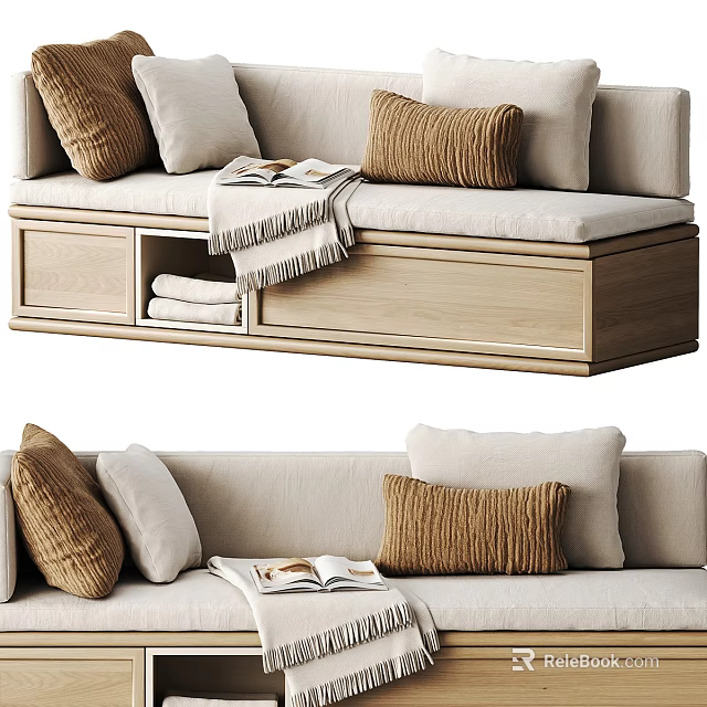 Modern Comfortable Leisure Chair With Soft Pillows And Linen Fabric For Living Room Interior 3d model 