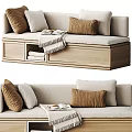 Modern Comfortable Leisure Chair With Soft Pillows And Linen Fabric For Living Room Interior